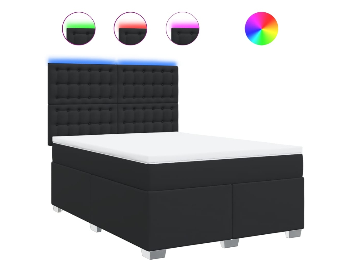 Maison Exclusive - Cama Box Spring Con Colchón Cuero Sintético Negro 140x200cm