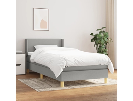vidaXL Cama con somier y colchón 90x190 cm tela gris claro