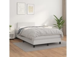 Cama Box Spring Con Colchón Cuero Sintético Blanco 120x200 Cm