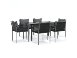 Maison Exclusive - Juego Comedor Jardín 7 Piezas Y Cojines Ratán Sintético Y Acero