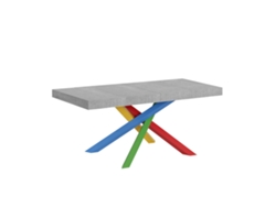 Mesa extensible Volantis Premium de cemento, 130/390 x 90 cm, patas multicolor, 4 unidades, Itamoby