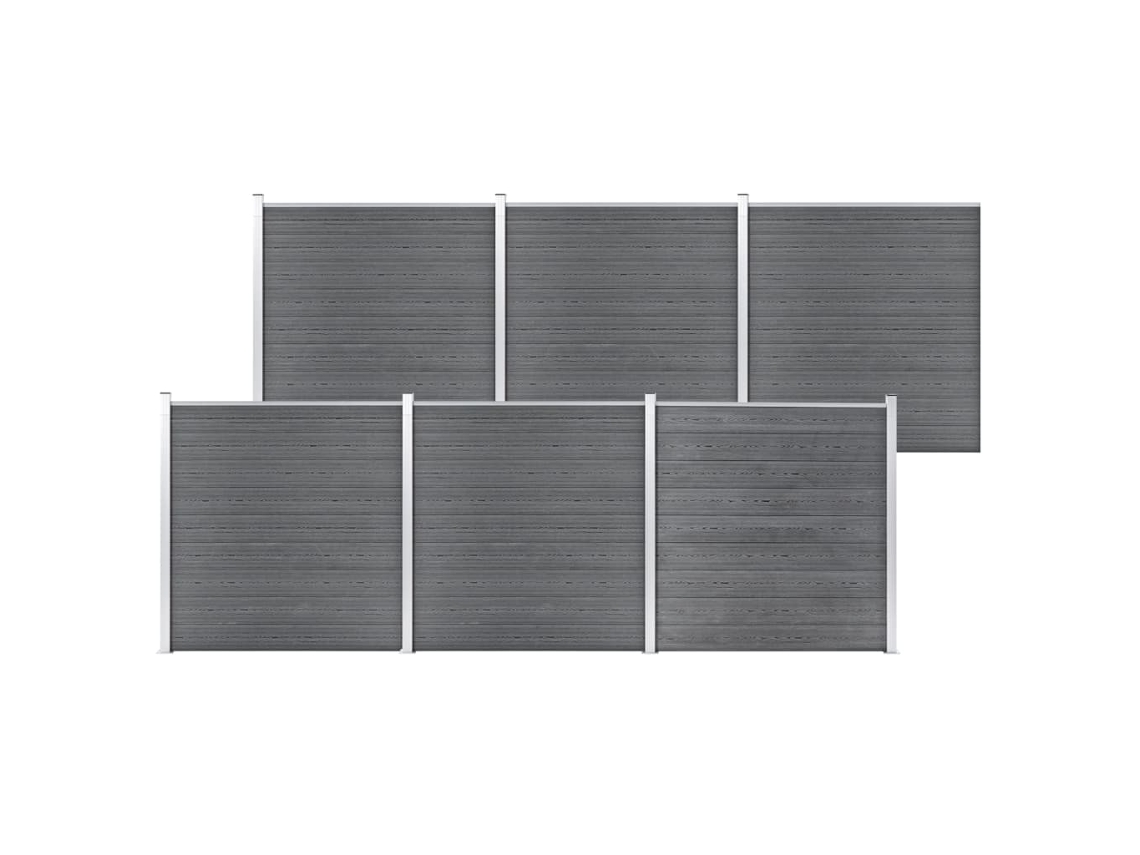 Panel de valla de jardín de 1045 x 186 cm, WPC, gris, DKD, decoración del hogar