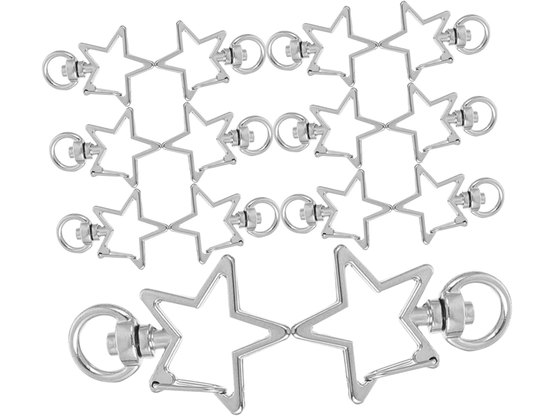 Juego De 40 Mosquetones Giratorios De Aleación De Plata Con Llaveros De Estrella, Accesorios