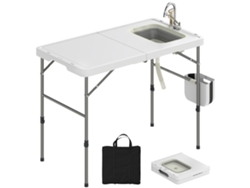 Mesa Plegable Para Limpiar Pescado Con Altura Regulable, Fregadero, Grifo, Manguera Y Cesta.