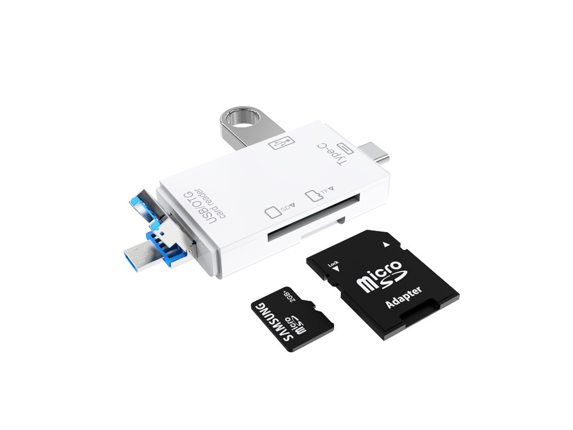 Lector de tarjetas tipo C a SD/TF/OTG Adaptador tipo C multifuncional 6 en 1 Blanco Cuich