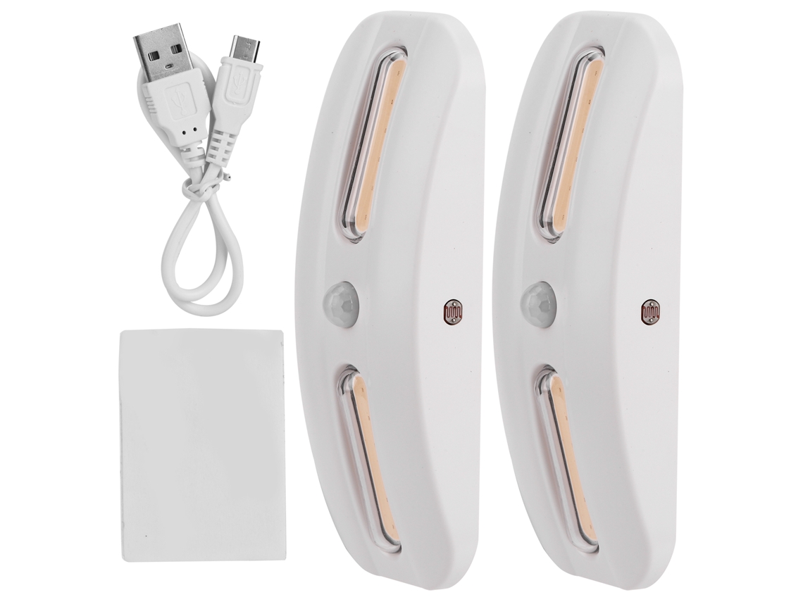 Rebe-2pcs Luz Led Cob Con Sensor De Movimiento Para Armario, Gabinete, Clóset, Luz Nocturna Cargable Usb