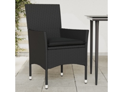Sillas de jardín con cojines, 2 unidades, mimbre sintético negro, Dkd Home Decor