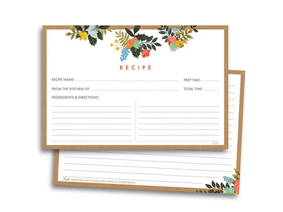 FNINIJEDE Fichas De Receitas Para Casa E Cozinha 50 Fichas Dupla Face, 10x14 Cm, Papelão Espesso