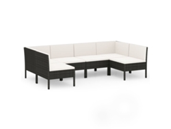 Conjunto 6 de muebles de jardín VIDAXL y cojines ratán sintético negro