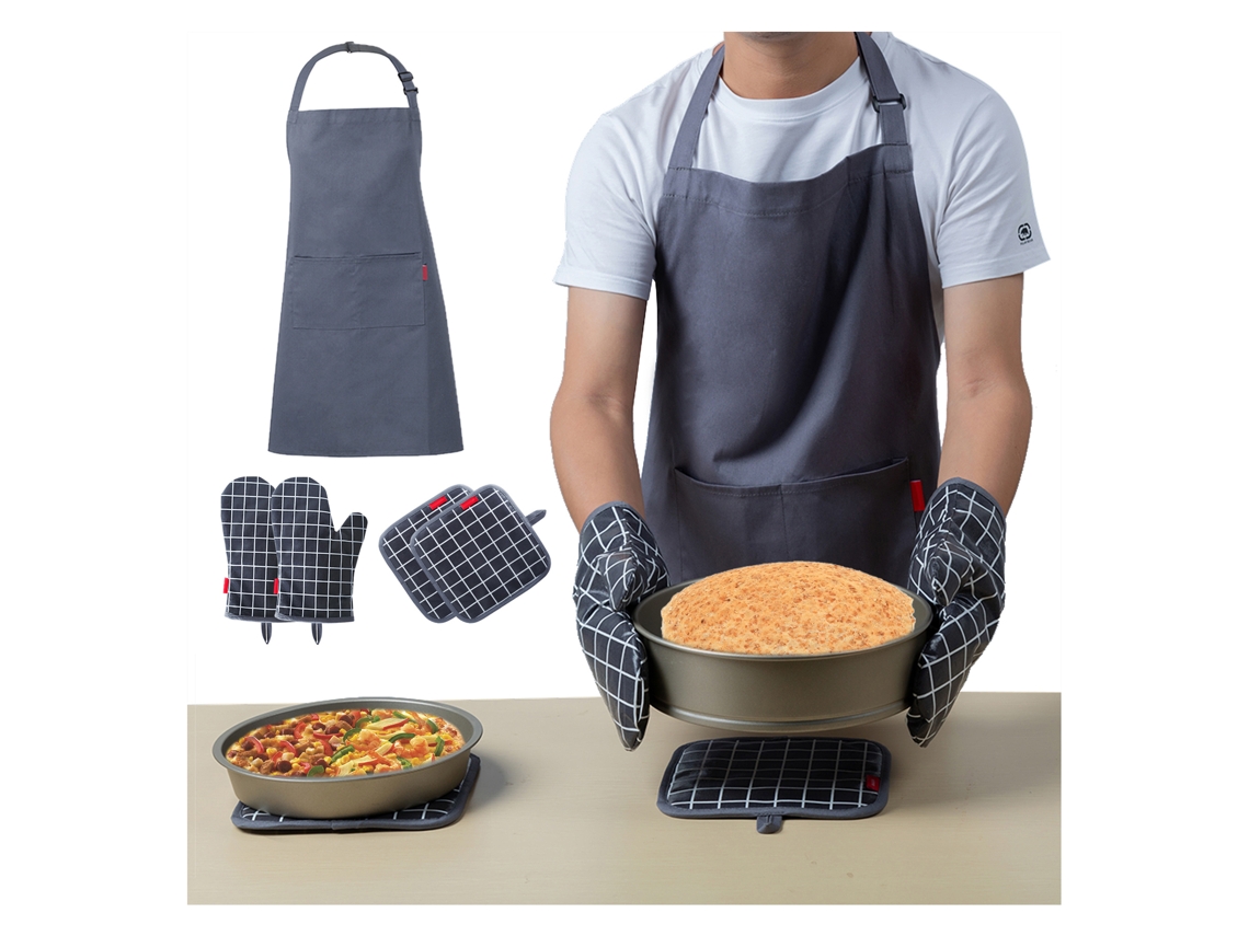 Guantes de horno con cubierta de silicona impermeable y resistente al calor.