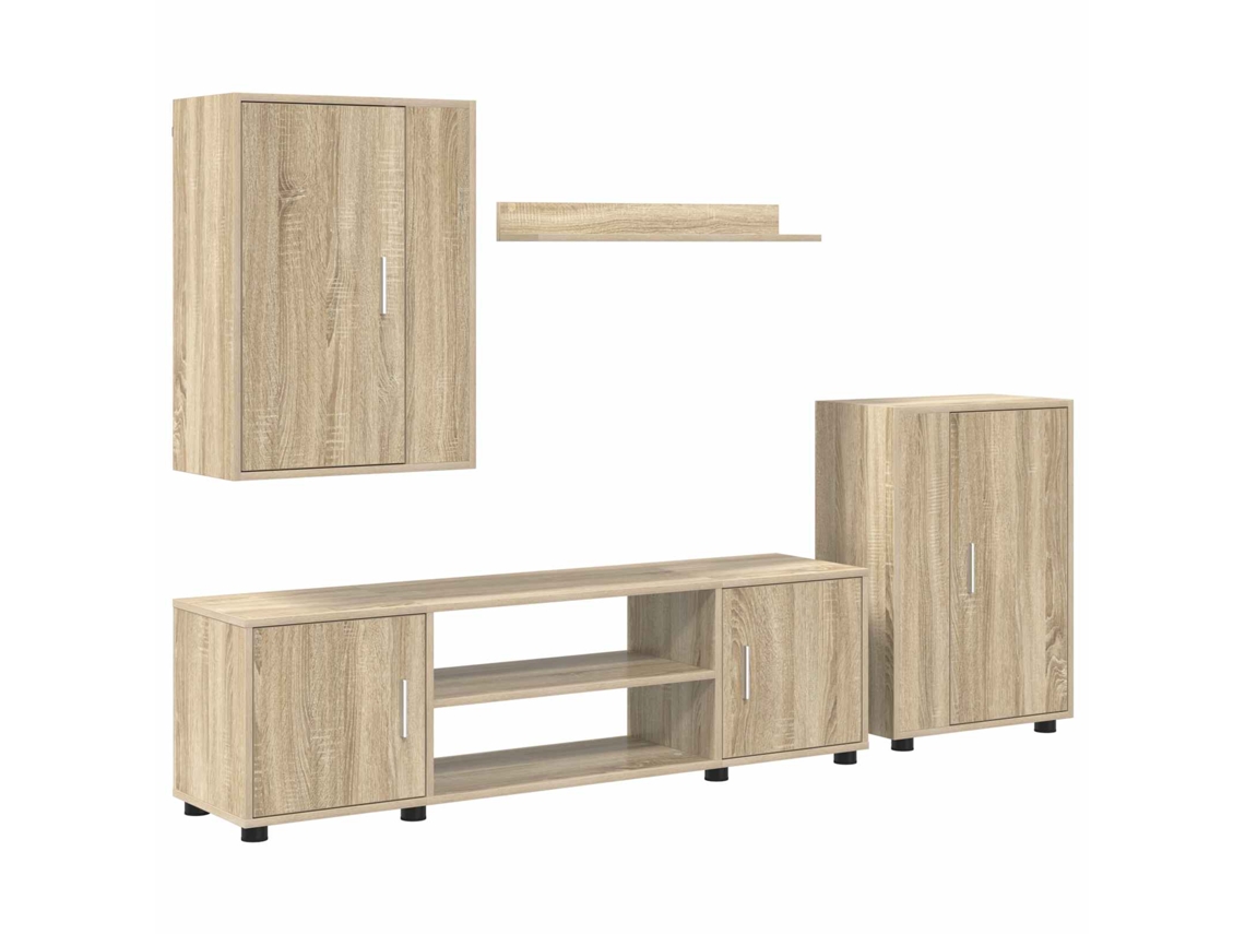 Conjunto de 4 piezas de soporte para TV de pared, roble, Sonoma, MAISON EXCLUSIVE