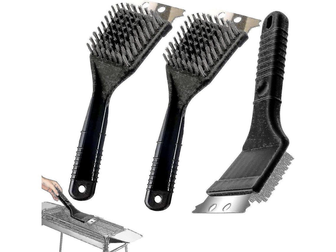 Cepillo y raspador para parrilla, 3 piezas, duradero y eficaz, cepillo de alambre para parrilla de exterior, accesorio para parrilla Rosewell