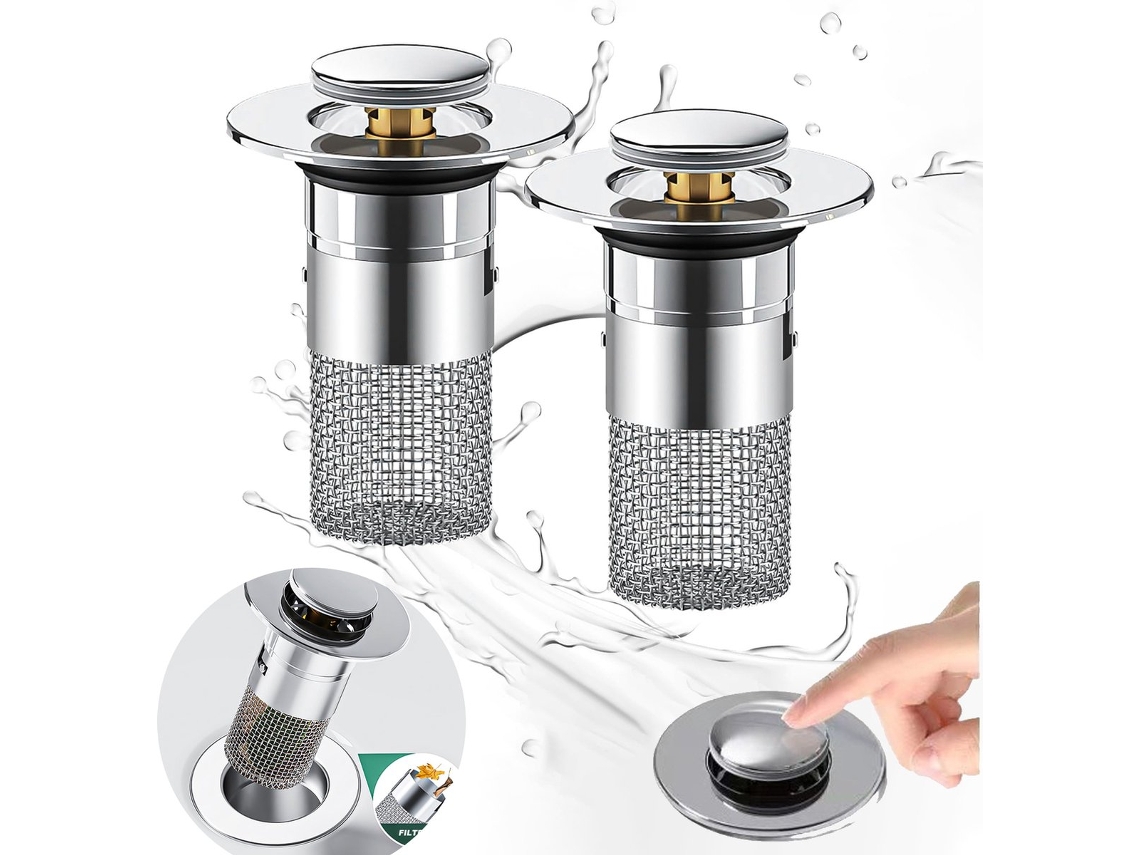 Set De Desagüe Para Lavabo – Tapón Con Filtro Antipelos – Antiatascos – Baño