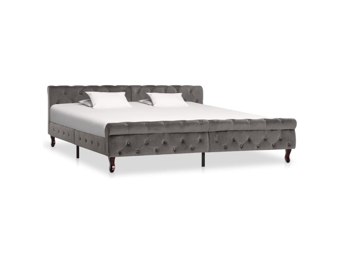 Estructura De Cama Sin Colchón Terciopelo Gris 200x200 Cm