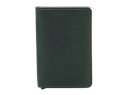 Cartera Delgada Para Hombre Con Clip Para Billetes, Protección Electrónica Antirrobo, Color Verde Oscuro.