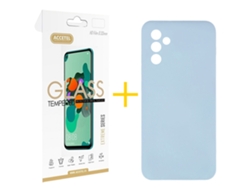Pack 1 X Película de Vidrio Templado 2.5D + Funda ACCETEL para Samsung Galaxy A36 5G Silicona Líquida Azul Claro