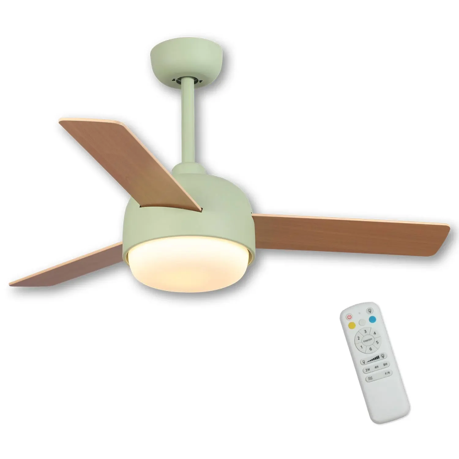Ventilador de Techo Led 24 W Regulable Verde/Madera Riverdale LÚZETE