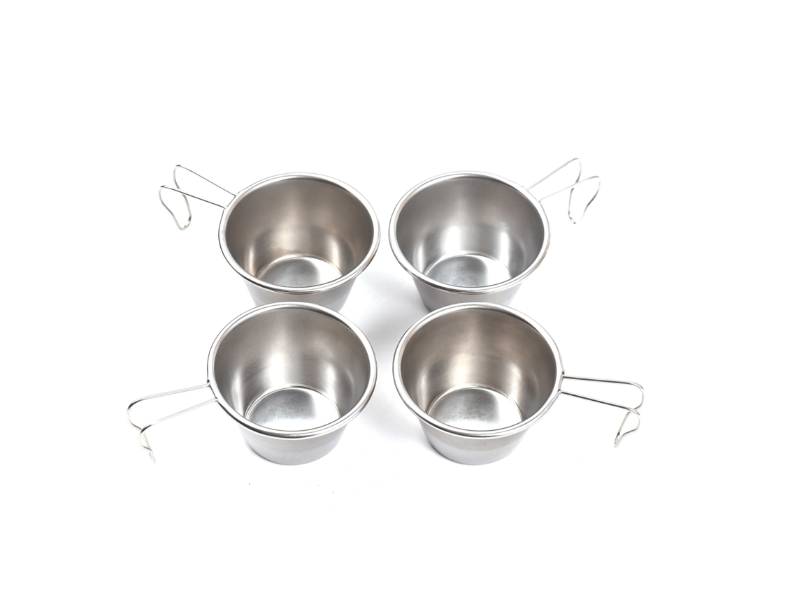 Juego De 4 Vasos Sierra De Acero Inoxidable Con Asa Plegable De 30 Ml/70 Ml Para Viajes, Camping Y Actividades Al Aire Libre.