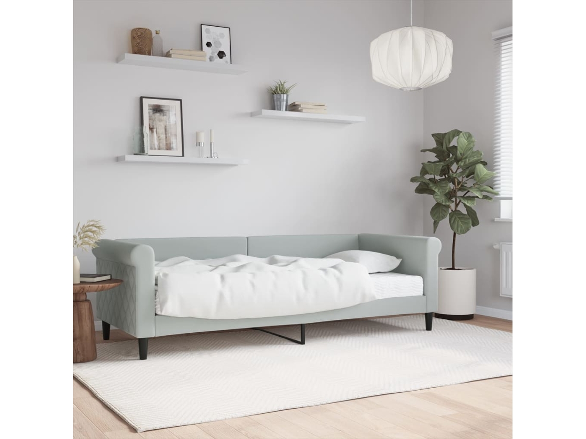 Sofá Cama Con Colchón Terciopelo Gris Claro 80x200 Cm