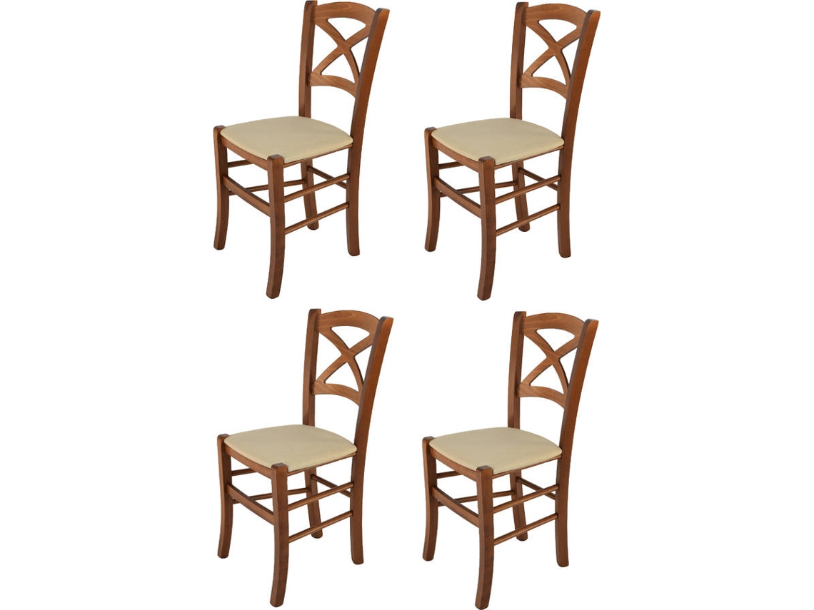 Conjunto de 4 Cadeiras T M C S Cross 332NO-110-NL021 (Castanho - 88x43x46 cm - Madeira)
