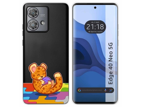 Funda Diseño Leopardo para Motorola Edge 40 Neo 5G TUMUNDOSMARTPHONE Silicona Multicolor