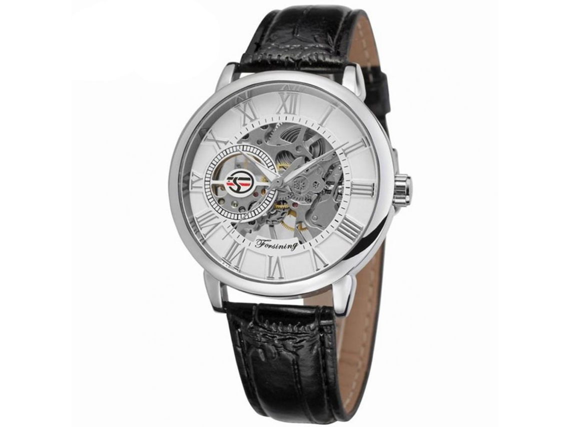 Reloj Mecánico Automático Hollow Impermeable Para Hombre Forsining (dial Blanco Números Plata)
