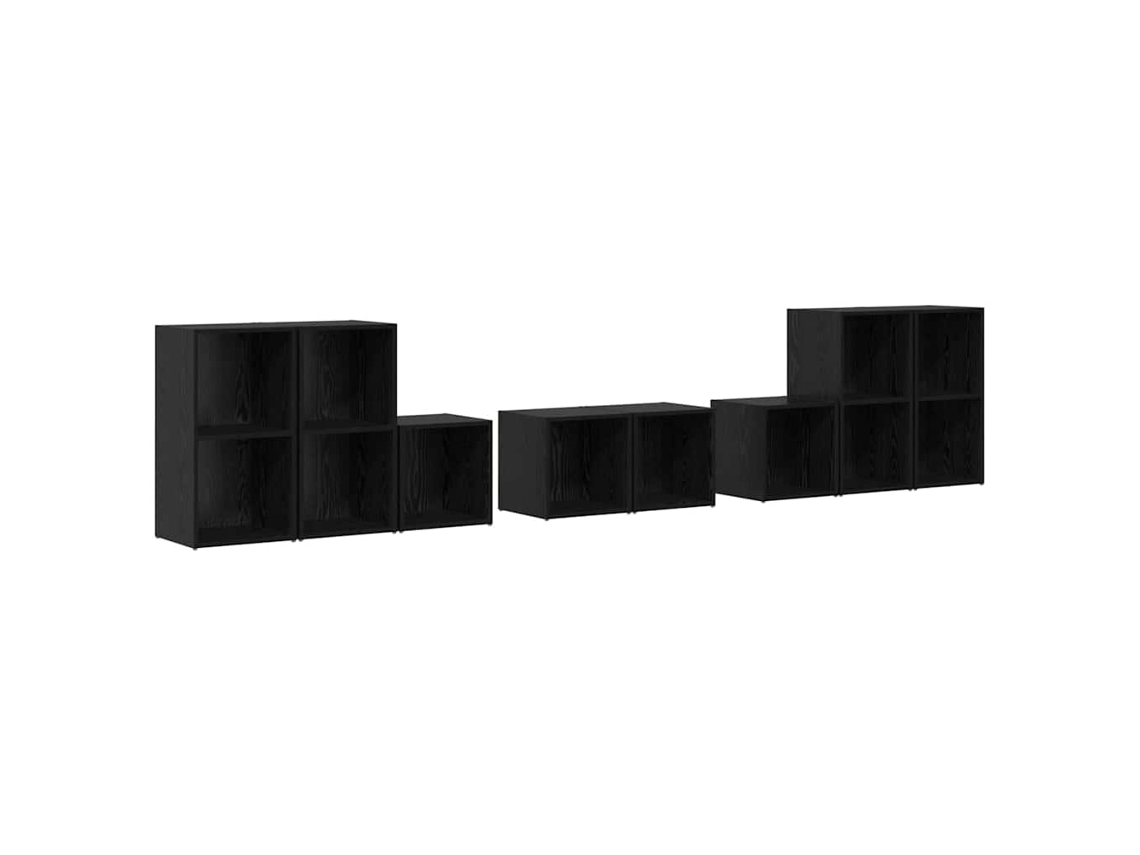 Conjunto de mueble para TV de 8 piezas, roble negro, EXCLUSIVO DE LA CASA