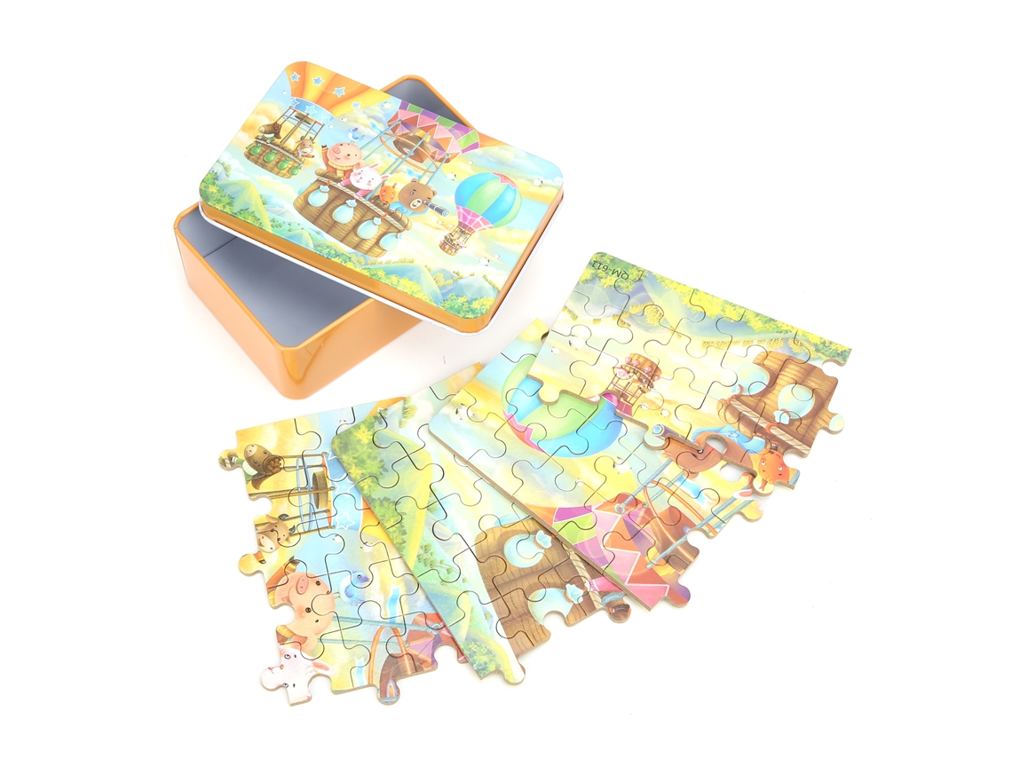Rebe-60 Peças De Quebra-cabeça Para Crianças Com Padrão Cartoony, Caixa De Armazenamento, Presente, Brinquedo, Balão Aéreo