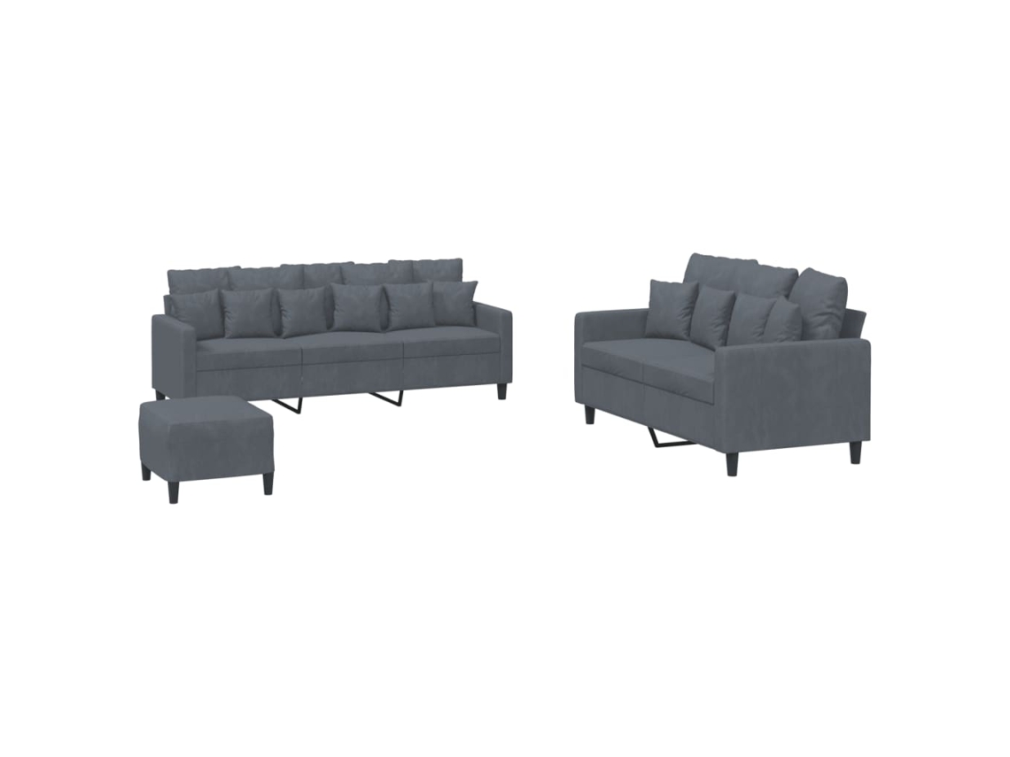 Maison Exclusive - Juego De Sofás Con Cojines 3 Piezas Terciopelo Gris Oscuro