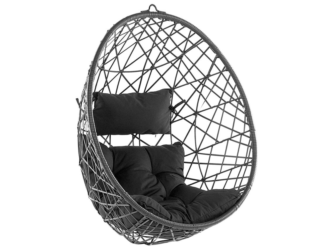 Silla colgante BELIANI Alatri de Ratán sintético Negro 94x96x108