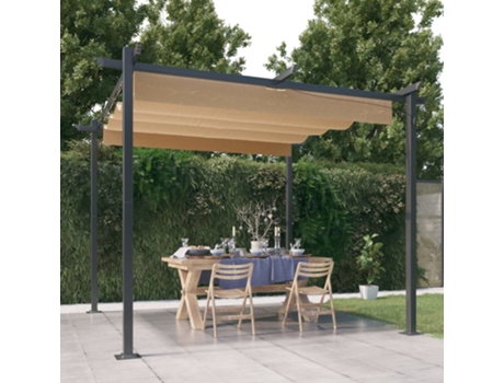 MAISON EXCLUSIVE Cenador de jardín con techo retráctil gris taupe 3x3 m