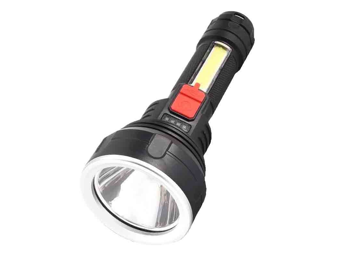 1 linterna LED portátil con 9 LED + COB, 800 lm, fuente de luz dual, batería incorporada de 1200 mAh, recargable por USB, para uso doméstico, senderismo,