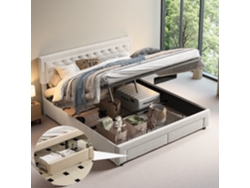 Cama Tapizada, 160x200cm,cama De Matrimonio,cama Con Canapé Hidráulico,2 Cajones,estructura De Cama Minimalista,beige,terciopelo,colchón No Incluido