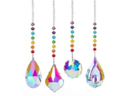 Conjunto de 4 cadenas de cristal prismático para colgar en ventanas, formando un arcoíris para decoración del hogar y el jardín.
