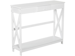 Mesa Console Madeira 1 Gaveta 1 Prateleira 100x30x81 Cm Branca