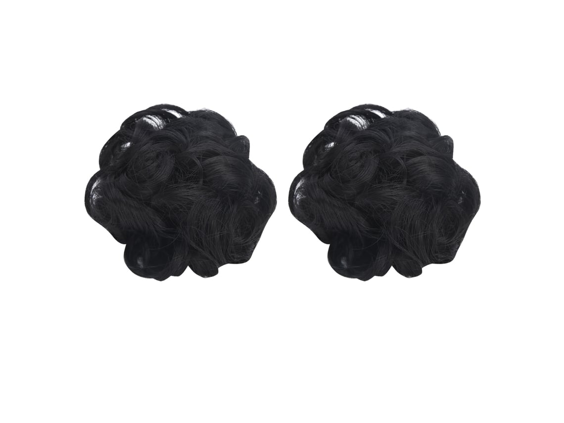 Bola De Cabelo Falso Sintético Preto Com Extensão De Cabelo Cacheado Desarrumado Para Penteados Elegantes E Diários
