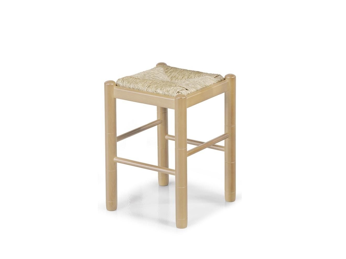 Banqueta Clássica de Madeira Natural 32x46x32cm Mónica Anea Natural FANMUEBLES