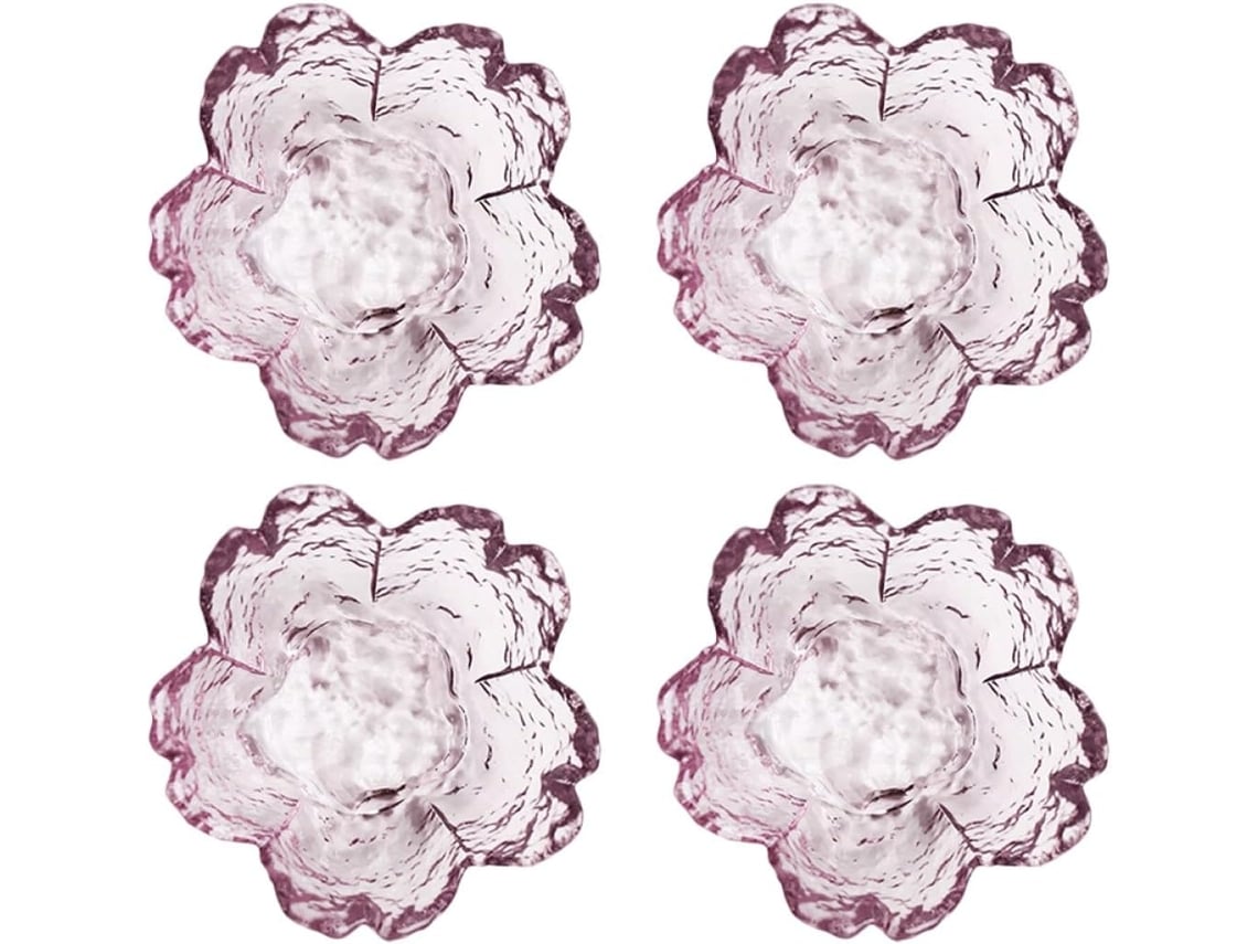 Conjunto De 4 Molheiras De Vidro Em Formato De Flor, Pratinhos Para Molhos.