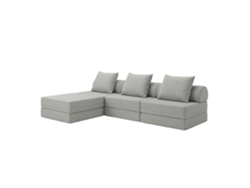 Sofá Modular 3+1+puff Convertible Liso Cinza Escuro