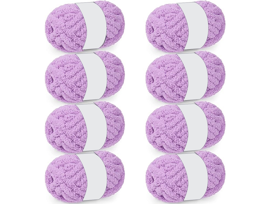Hilo de chenilla grueso para mantas tejidas a mano, 227 g/paquete (8 paquetes) Purple Siurn