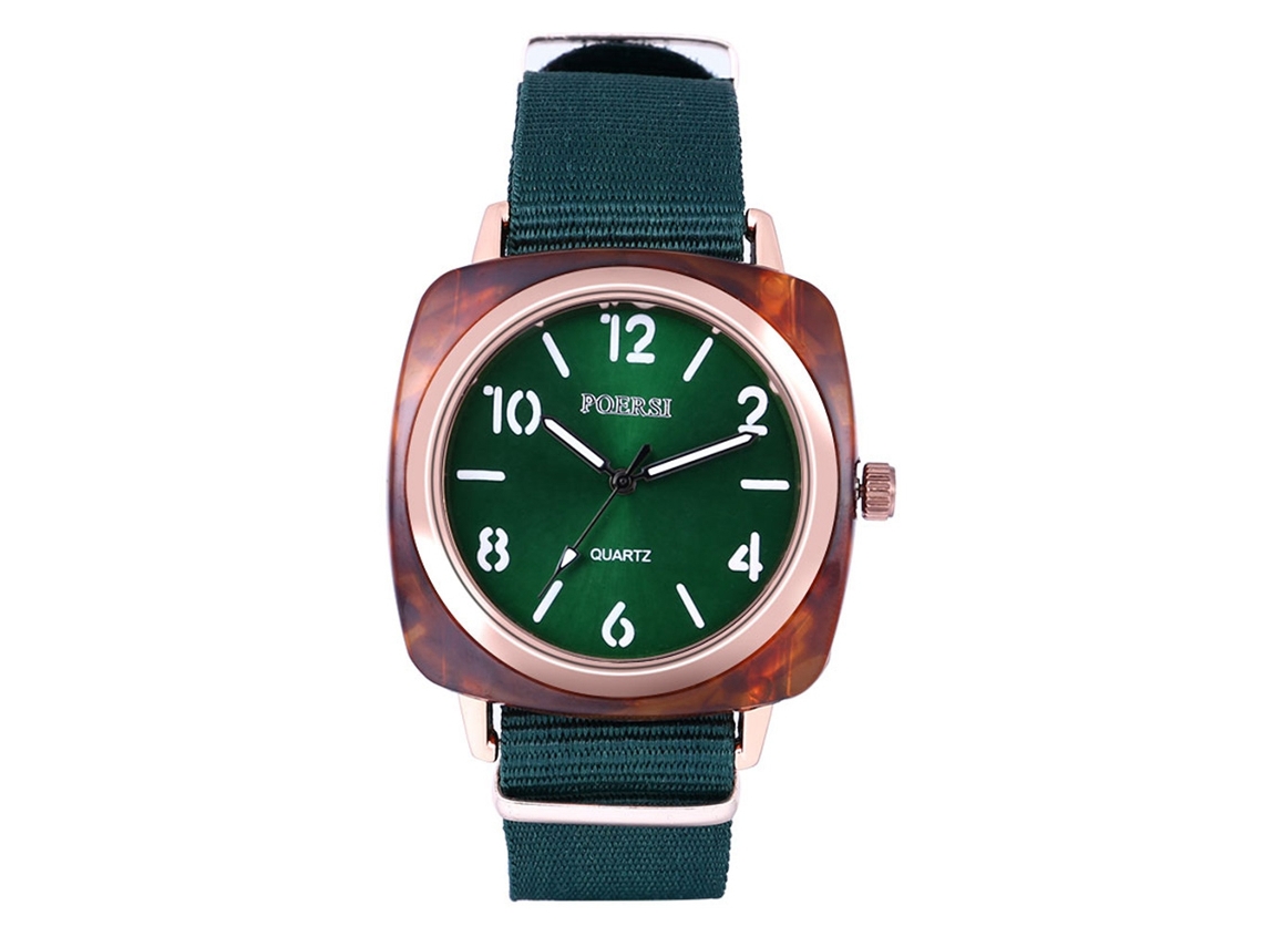 Reloj De Cuarzo Con Correa De Nailon, Estilo Sencillo, 26 Cm, Decoración A Mano (verde)