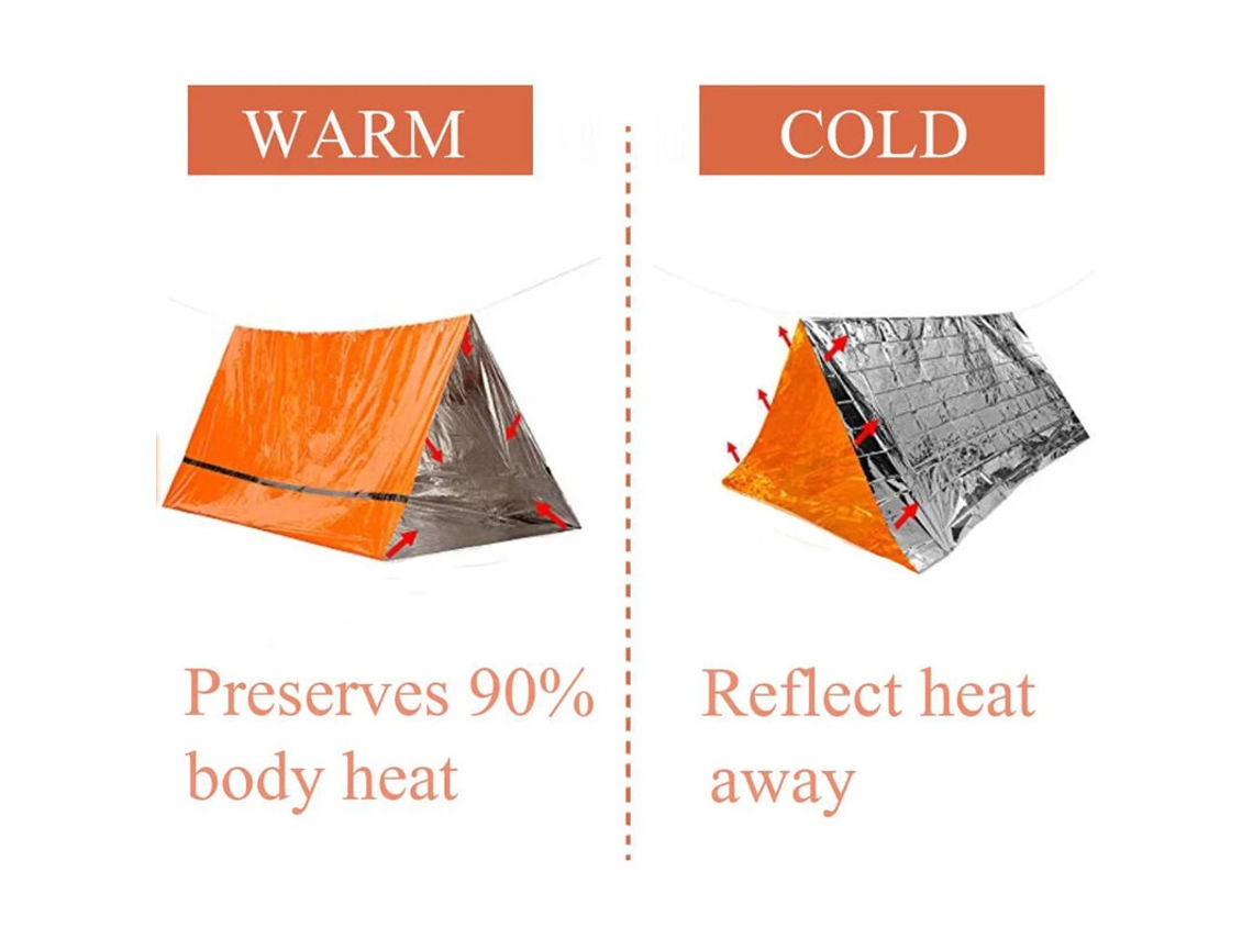 22 Refugio de emergencia para 2 personas: Kit de supervivencia, tienda de vivac tubular, saco de dormir de Mylar, manta térmica impermeable, manta reutilizable