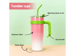 Taza Térmica De 1,2 Litros Con Asa, Tapa Y Pajita, Botella De Agua De Acero Inoxidable Con Aislamiento Al Vacío.