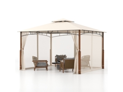 Cenador de jardín de 3,6 x 3 m con doble techo y mosquitera NORTHIX