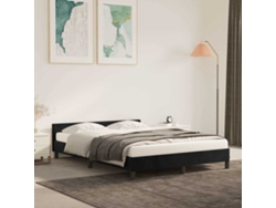 Cama De Matrimonio | Cama Para Adultos | Estructura De Cama Sin Colchón Terciopelo Negro 140x190 Cm