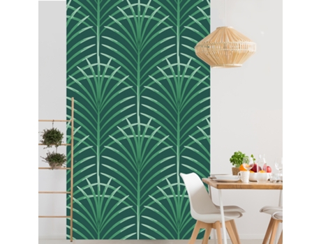 Mural de Pared PLAGE Murales Hojas de Deco Verde en un Fondo Verde Oscuro 250 Cm X 150 Cm