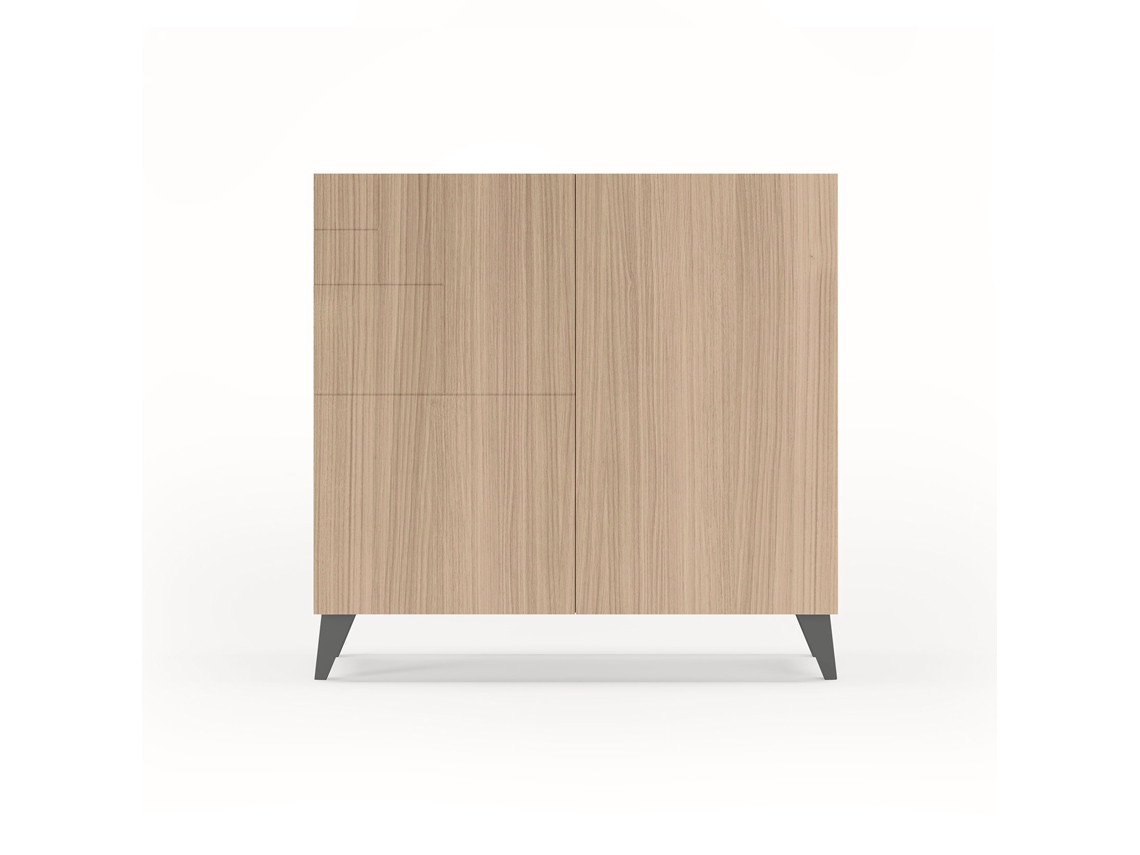 Mueble zapatero HERDASA Bergen nogal claro, patas gris grafito (87 x 90 x 27 cm)