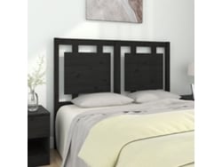 Cabecero De Cama Madera Maciza De Pino Negro 125,5x4x100 Cm