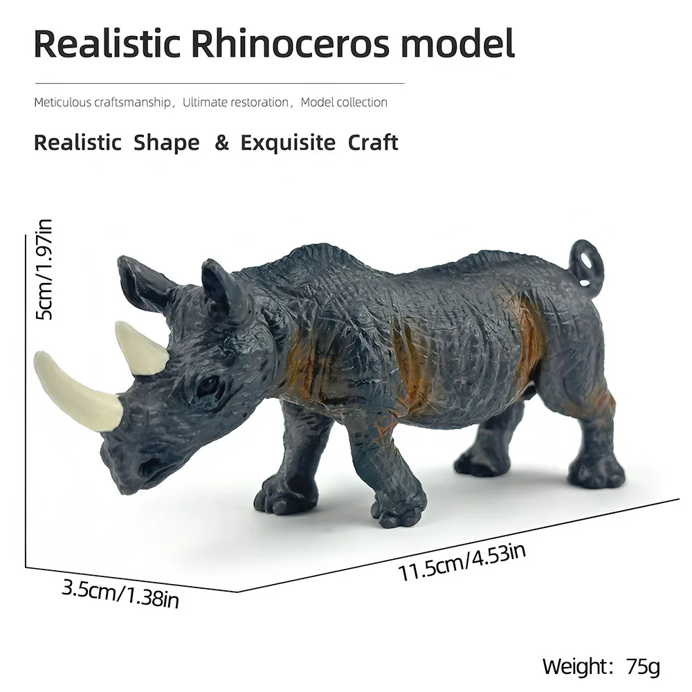 (rinoceronte) Modelo De Animal Salvaje Sólido De Alta Calidad, Material De Pvc, Juguete Para Niños.