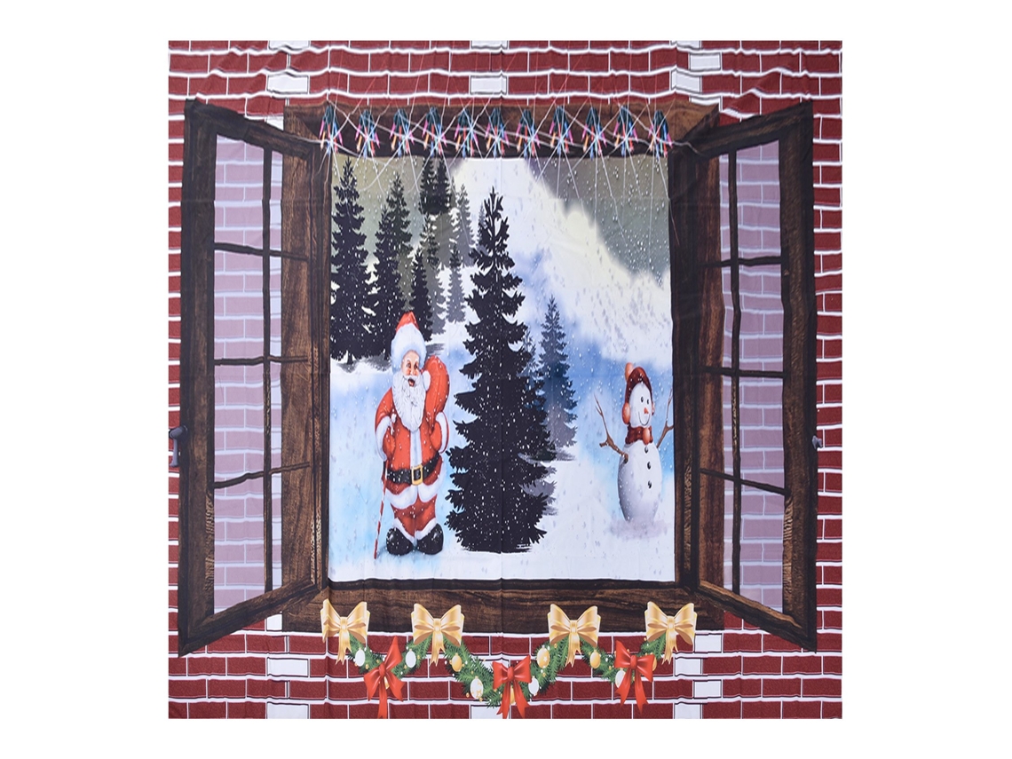 Adorno Navideño De Pared Con Papá Noel Y Muñeco De Nieve, 230x180cm, Decoración Para El Hogar
